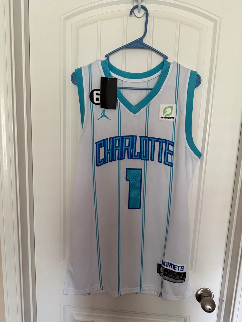 NBA Charlotte Hornets White & Teal Basketball Jersey - NBA